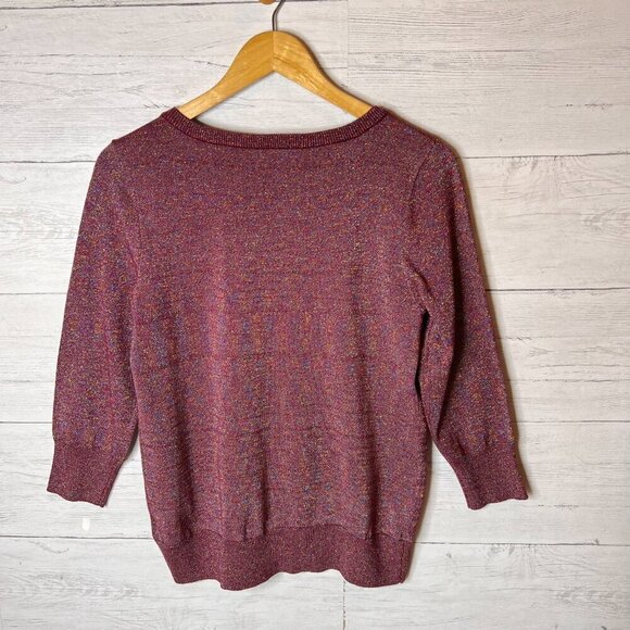 ModCloth Cardigan Womens Size Medium Burgundy Metallic Button Down Sweater - Picture 12 of 16